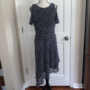 Neiman Marcus asymmetrical polka dot dress size 6